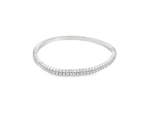 18K White Gold Stretch Tennis Bracelet with Natural Round Diamonds